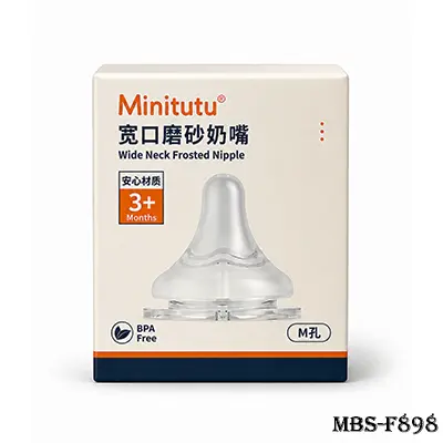 Minitutu Wide Neck Frosted Baby Bottle Nipple – BPA Free, 3+ Months