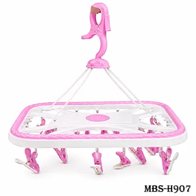 Baby Clothes Drying Folding Hanger 28-Prong – Space-Saving Laundry Hanger Pink Color