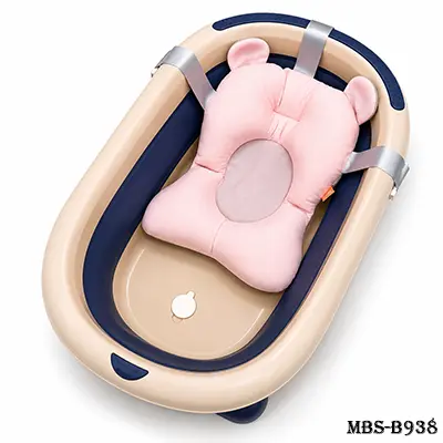 Rovco Baby Folding Bathtub with Bath Support – Portable Infant Bath Tub with Soft Cushion & Non-Slip Design
