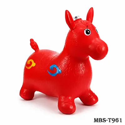 Kids Inflatable Bouncy Horse – Red Ride-On Jumping Horse Toy for Kids