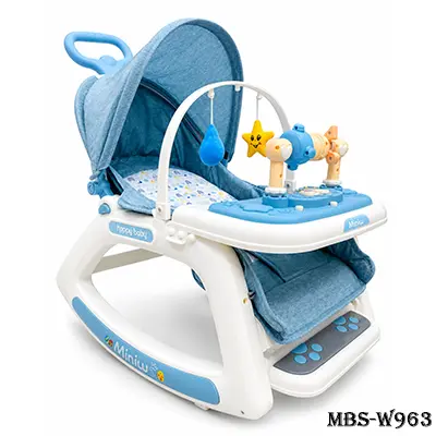 5-in-1 Baby Dining Rocking Chair with Wheels – Prime Baby Chair in Blue
