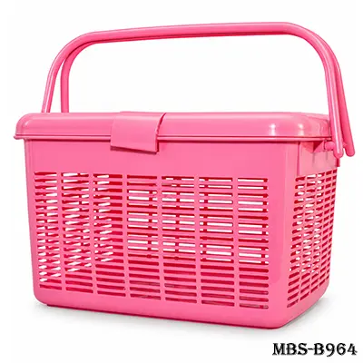 Phoenix Plastic Shopping Basket with Lid & Handle – Multipurpose Storage Basket