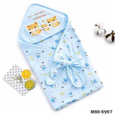 Baby Hooded Cotton Bath Towel – Cute Cartoon Design, Soft & Absorbent for Newborns & Toddlers