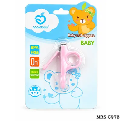 Apple Bear Baby Nail Clipper – BPA-Free Silicone Handle Nail Cutter for Newborns & Infants