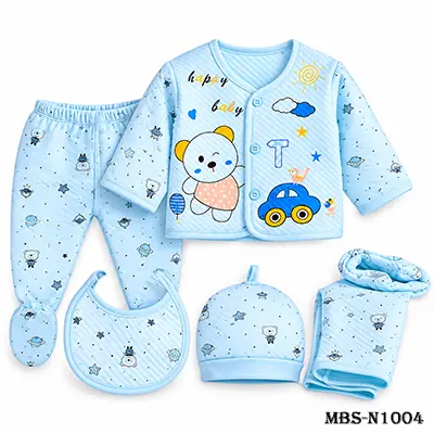 Newborn Baby Set 5 Pcs (0–6 Months) – Soft & Comfortable Baby Clothing Set for Newborn Boys & Girls, Infant Dress Set for Everyday Wear – Blue
