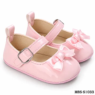Baby Girl Bow Mary Jane Shoes – Soft Sole Newborn First Walker Shoes 0-1 Years – Pink – 11cm/12cm/13cm