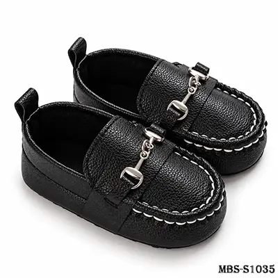 Baby Boy Soft Sole Loafers – Stylish Moccasin First Walker Shoes for Newborns & Toddlers(13cm) – Black