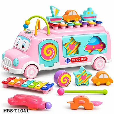 Musical Bus Activity Toy for Kids – 3-in-1 Educational Shape Sorter & Xylophone Toy for 18+ Months