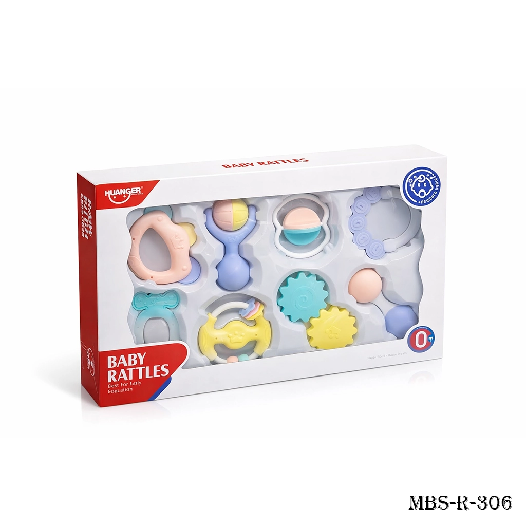 HUANGER Newborn Baby Rattle Set Toy – 8 Pcs Fun Learning & Teething Comfort for Babies