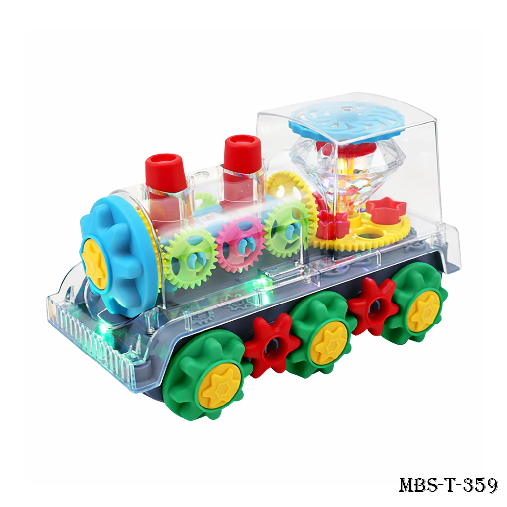 Colorful Toy Train with Spinning Gears – Musical Light Up Train for Kids