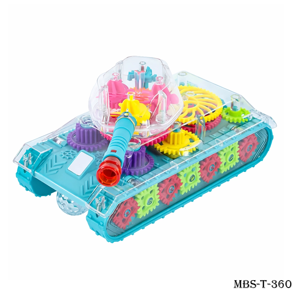 Transparent Gear Tank Car Toy – Electric Universal Walking Light & Music Toy