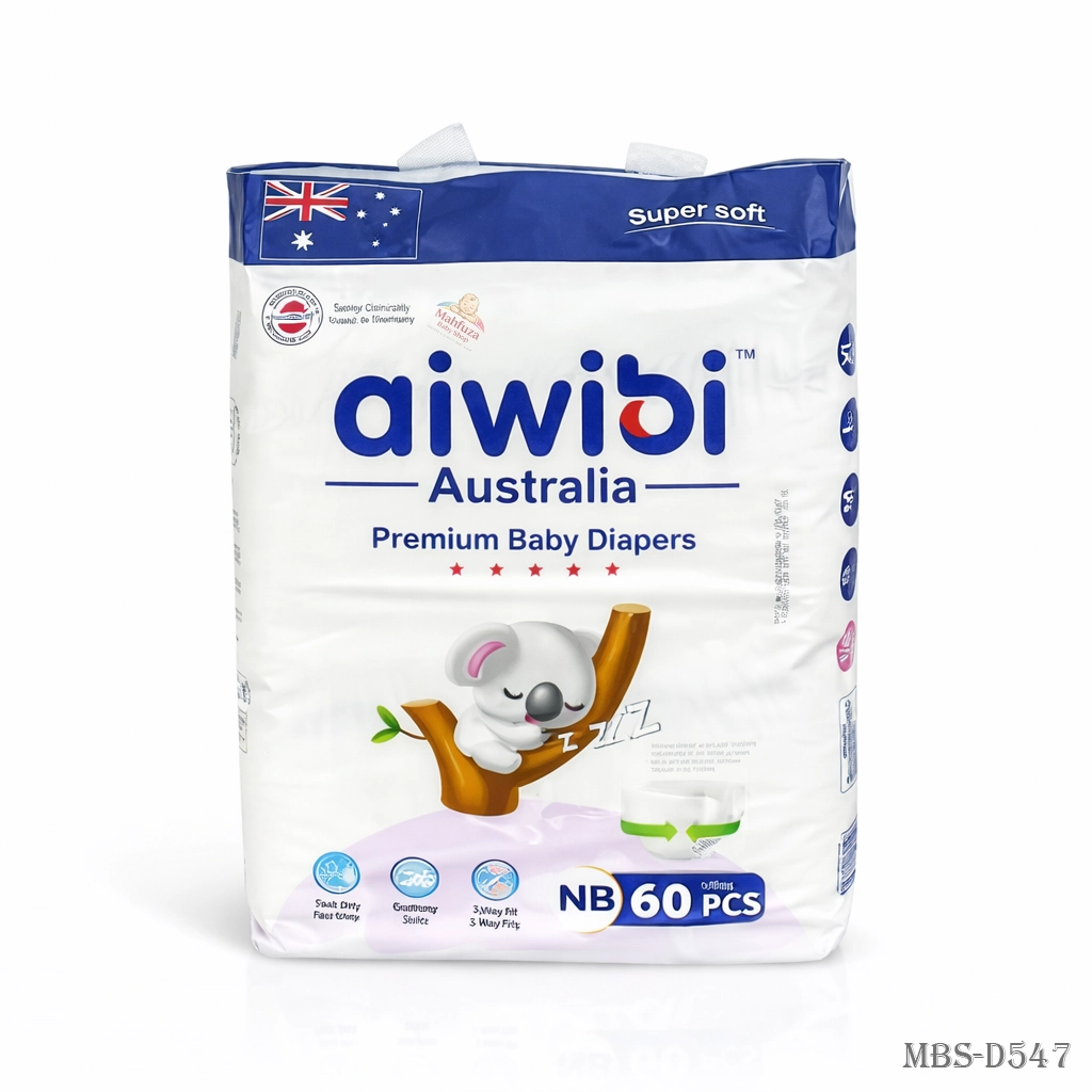 Aiwibi Australia Premium Baby Diaper Newborn Tape – Belt (0–5Kg) 60pcs