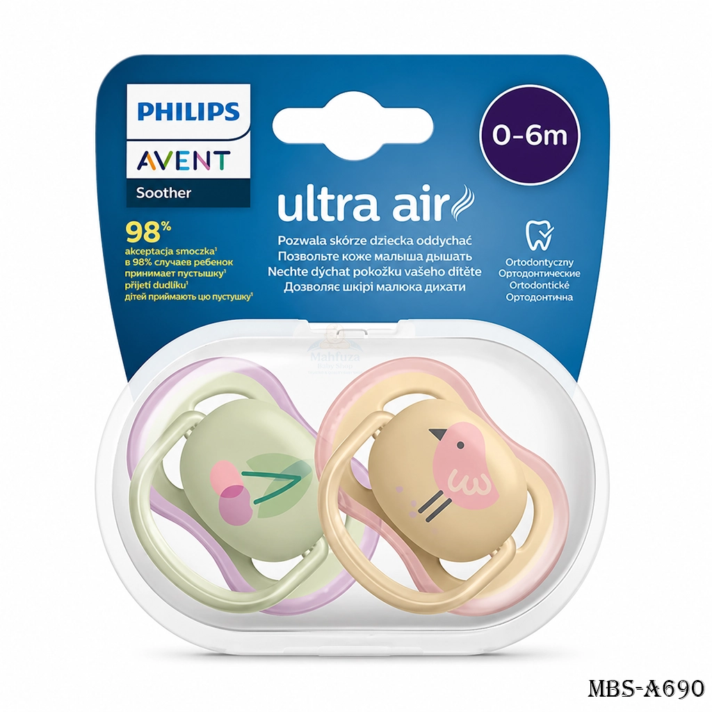 Philips Avent Ultra Air Pacifier 2Pcs - BPA-Free Dummy for Babies From 0-6 months