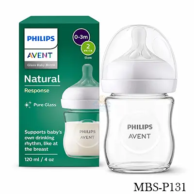 Philips Avent Natural Response Glass Feeding Bottle 0+ (France) – 120ml