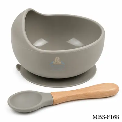 Silicone Baby Feeding Bowl with Spoon (Ash)