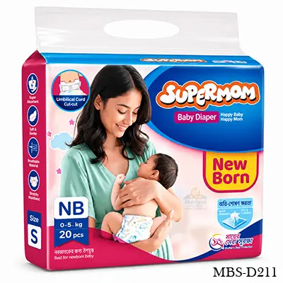 Supermom Baby Diaper New Born (0–4 kg) – 20 pcs