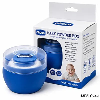 Cihoco Free Drop Baby Powder Puff Case – Blue | Hygienic & Mess-Free Baby Care