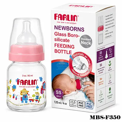 Farlin Heat Resistant Glass Feeder MomFit Anti-Colic Design – Orange 60ml