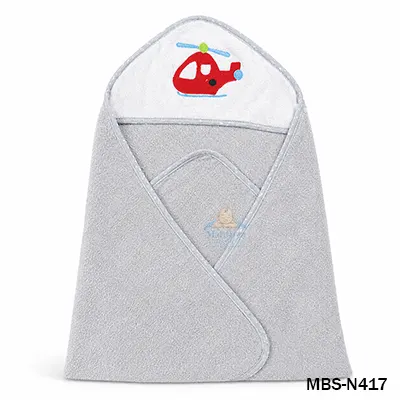 Little Helicopter Premium Cotton Layers Hooded Towel Cap 30x30in