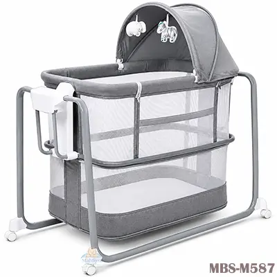 Mastela Deluxe Multi-Motion Baby Cradle – Smart Soothing with 5 Swing Modes & App Control (Ash)
