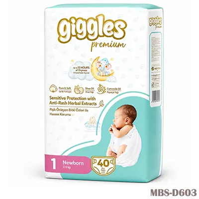 Giggles Premium Baby Diaper Belt Newborn (0-5kg) 40pcs Made In Turkey