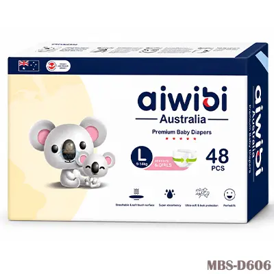 Aiwibi Australia Premium Baby Diaper Tape Belt – L (9–14 Kg) 48 Pcs