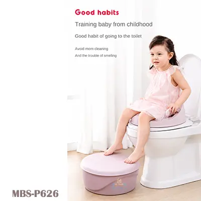 Baby 3 in 1 Toilet Training with Cushion Footstool Multi-Purpose Portable Training Potty (Pink)