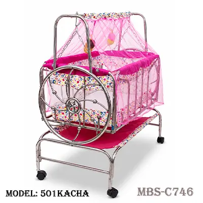 Soft, Safe & Stylish – Perfect Baby Cradle for Your Little Angel Pink - (501 Khacha SS)