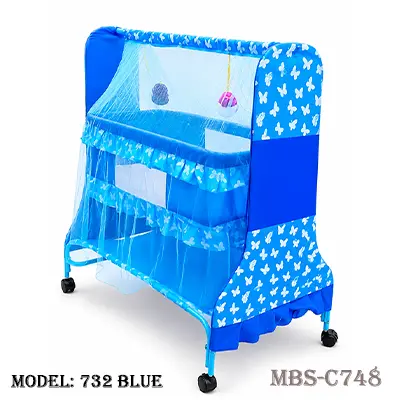 Soft, Safe & Stylish – Perfect Baby Cradle for Your Little Angel Butterfly Blue - (732 MS)
