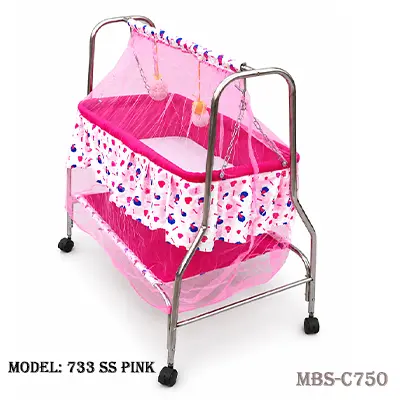 Soft, Safe & Stylish – Perfect Baby Cradle for Your Little Angel Pink - (733 SS)