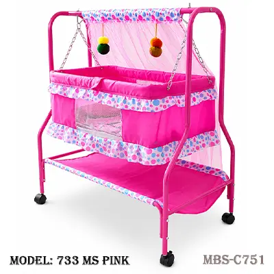 Soft, Safe & Stylish – Perfect Baby Cradle for Your Little Angel Pink - (733 MS)