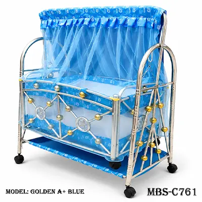 Soft, Safe & Stylish – Perfect Baby Cradle for Your Little Angel Blue (Golden A+ SS)
