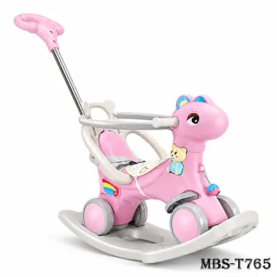4-in-1 Rocking Horse for Toddlers | Unicorn Ride-On Balance Car & Stroller - Baby Pink