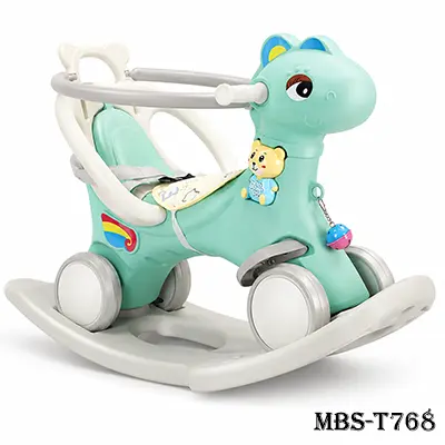 4-in-1 Rocking Horse for Toddlers without Hanger | Unicorn Ride-On Balance Car & Stroller – Mint Green
