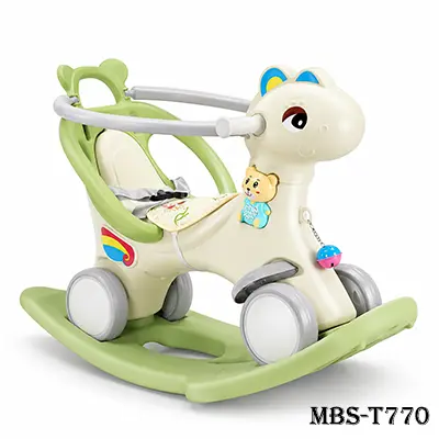 4-in-1 Rocking Horse for Toddlers without Hanger | Unicorn Ride-On Balance Car & Stroller – Light Green