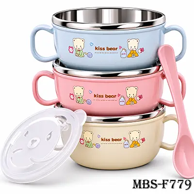 Baby Feeding Bowl with Lid – Stainless Steel Double-Layer Insulated Bowl & Spoon Set