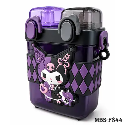 Sanrio Kuromi Tritan Double Drinking Water Bottle with Straw | Leak-Proof Kids & Students Water Bottle