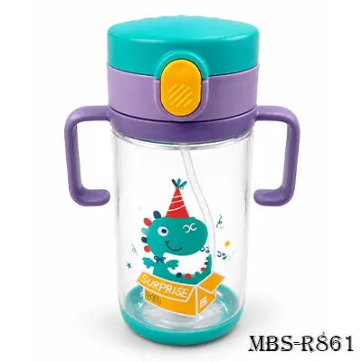 Rovco 330ml Tritan Colorful Straw Water Bottle with Shoulder Strap – BPA-Free Leak-Proof Kids Bottle (China)