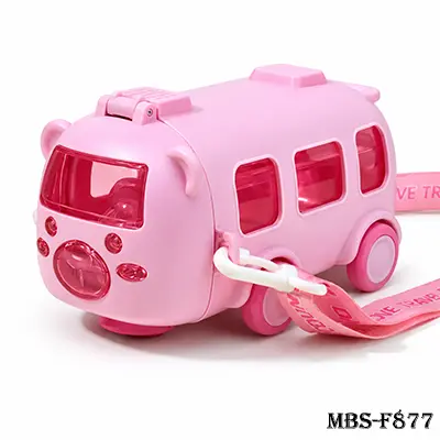 Baby Bus 500ML Kids Water Bottle with Straw – Large Capacity Portable Drinking Cup for Outdoor Use - Pink
