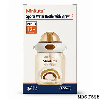 Minitutu 400mL PPSU Sports Water Bottle with Straw – BPA Free, 12+ Months