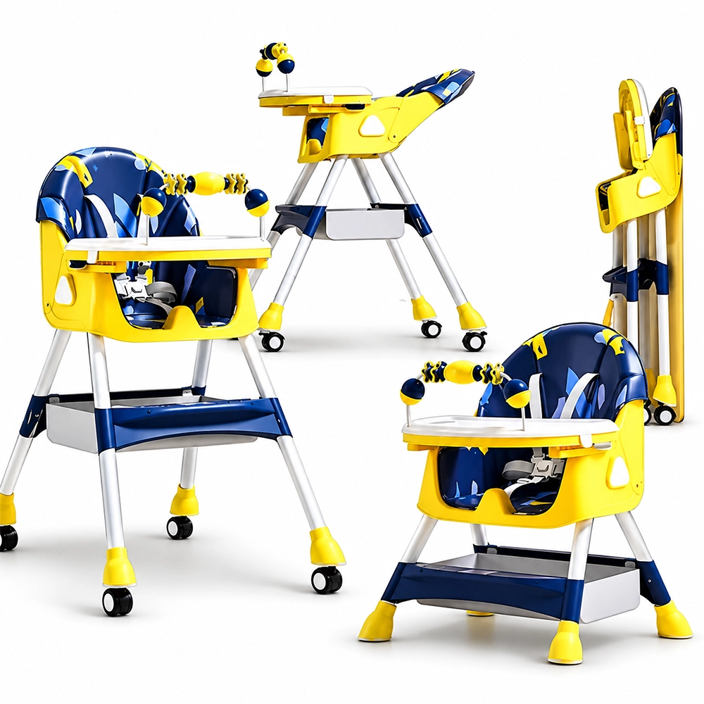 Baby Feeding High Chair 601 Multifunctional 3-in-1 Premium Quality Foldable - Yellow