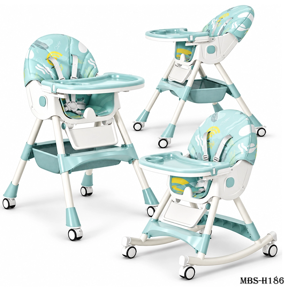 6-in-1 Multifunctional Baby Feeding Chair - 8131 (Cyan Green)
